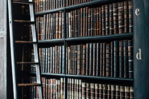 Legal translation: Bookshelf with antiquarian books