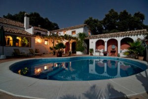 Spanish country house at night
